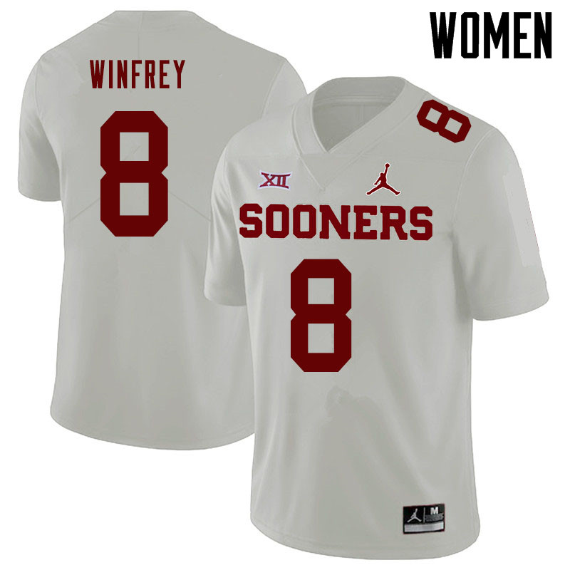 Jordan Brand Women #8 Perrion Winfrey Oklahoma Sooners College Football Jerseys Sale-White - Click Image to Close
